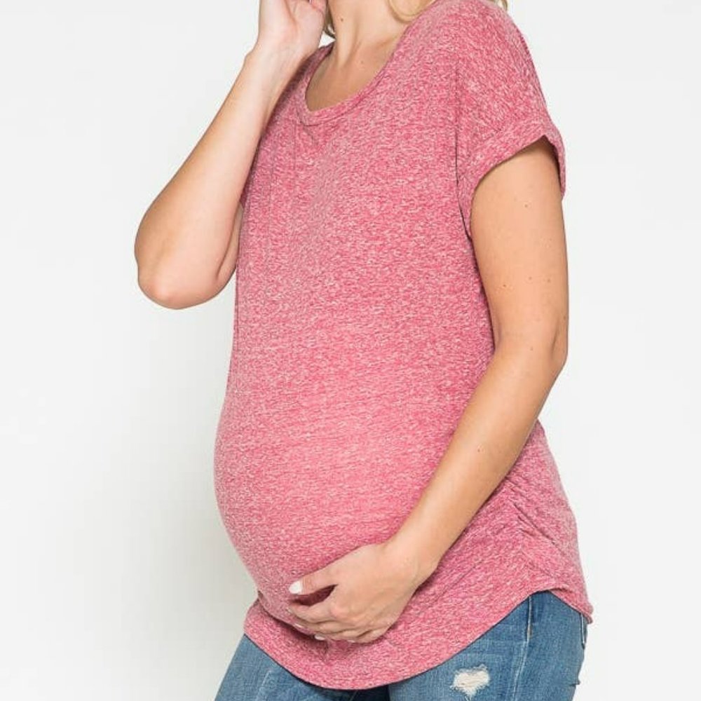 Dolman Sleeve Side Ruched Maternity Tee